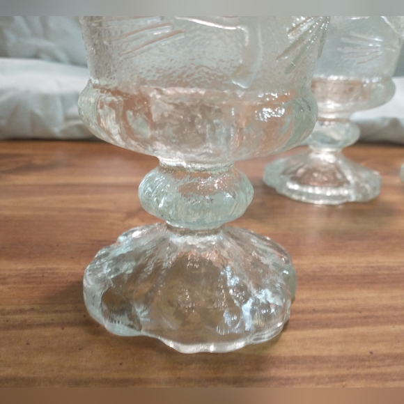 Tiara Indiana Glass Ponderosa Pine Cone Tree Footed Goblet Cup 6'” Christmas 4pc - Picture 7 of 9